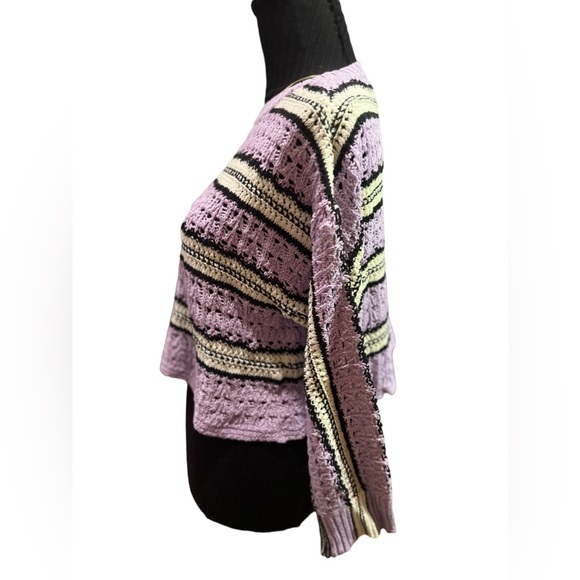 ASOS Design Petite Open Stitch Sweater with Stripe Pattern in Lilac - Picture 4 of 5